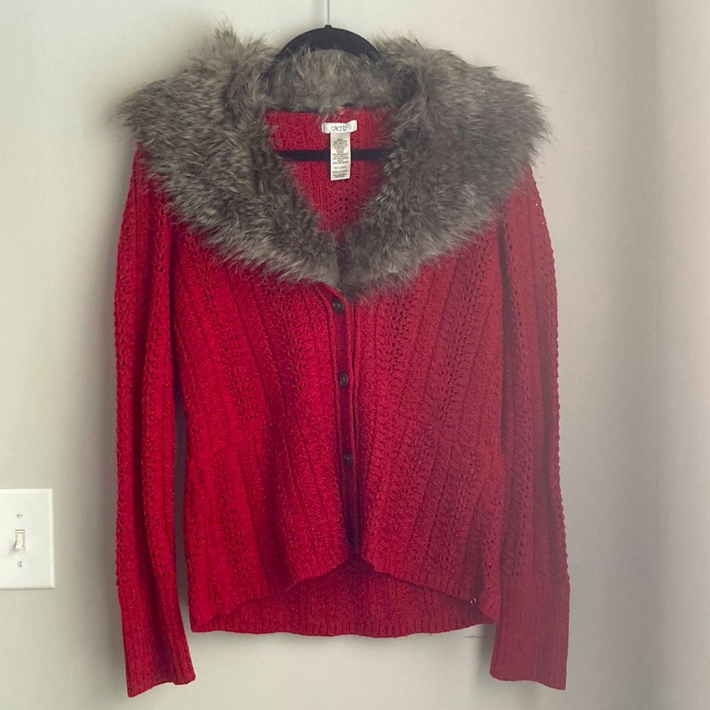 Cache Red Sweater with Removable Collar